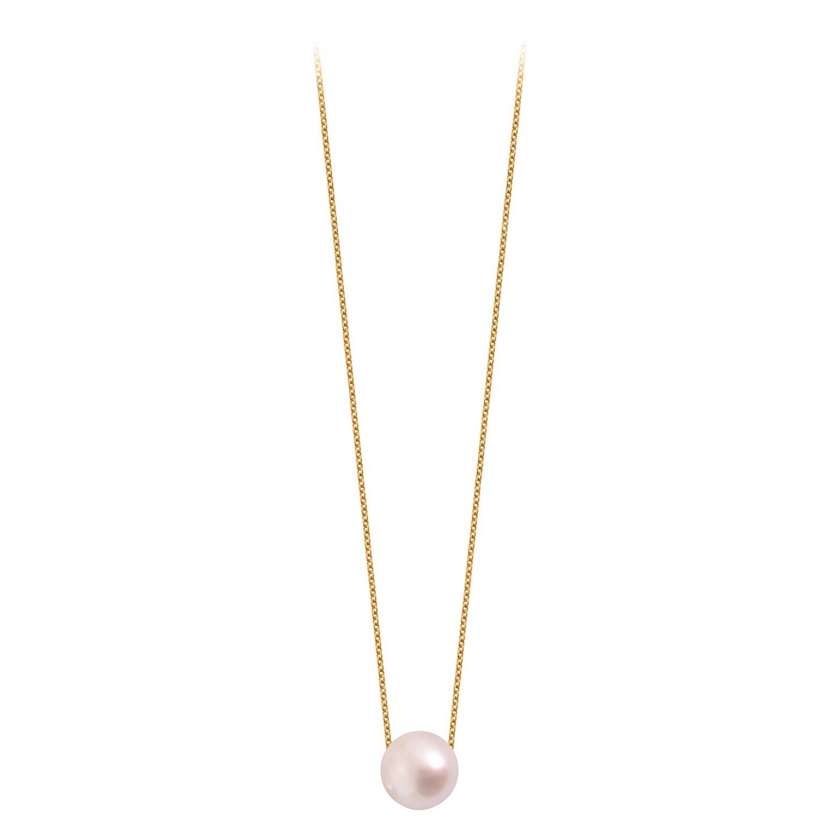 Pendentif Claverin avec perle blanche sur fine chaîne en or jaune 18 carats de la collection Pure