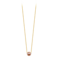 Pendentif Claverin avec perle rose sur fine chaîne en or jaune 18 carats, design épuré de la collection Pure